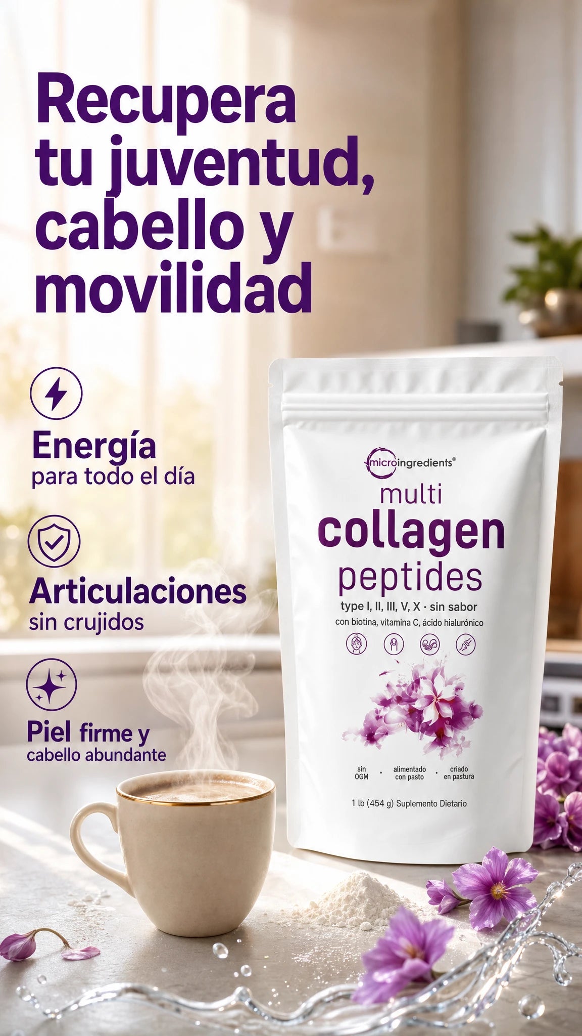 Micro Ingredients Multi Collagen Peptides Powder 16oz
