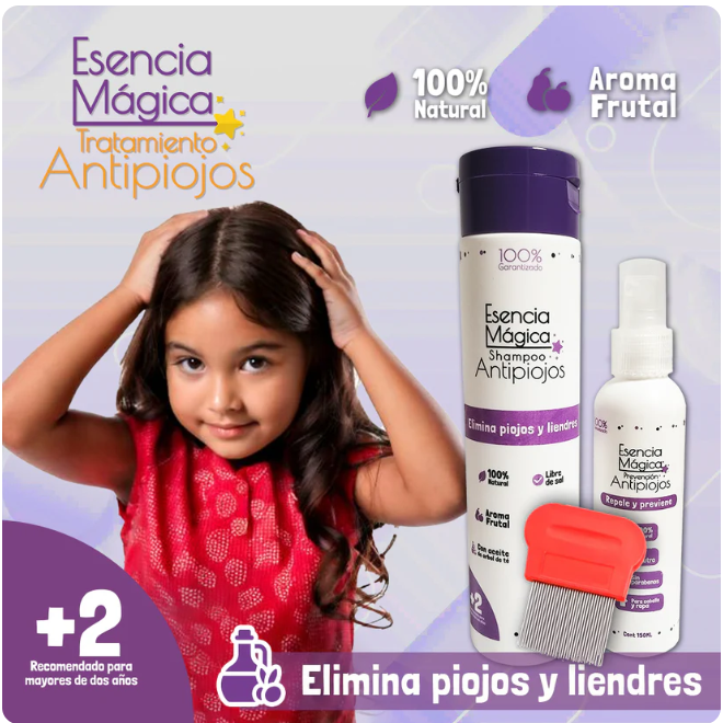 Esencia Mágica – Kit Antipiojos Natural + Spray Repelente + Peine Inoxidable