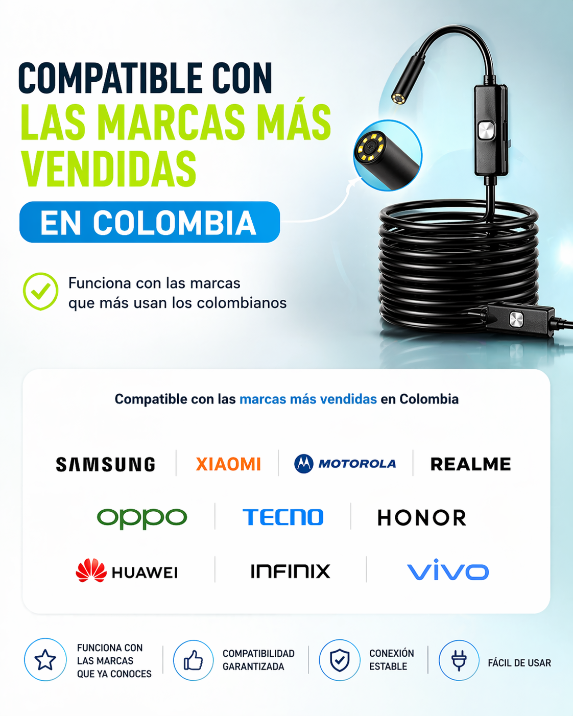 Cámara de Inspección para Celular – Acceso Total