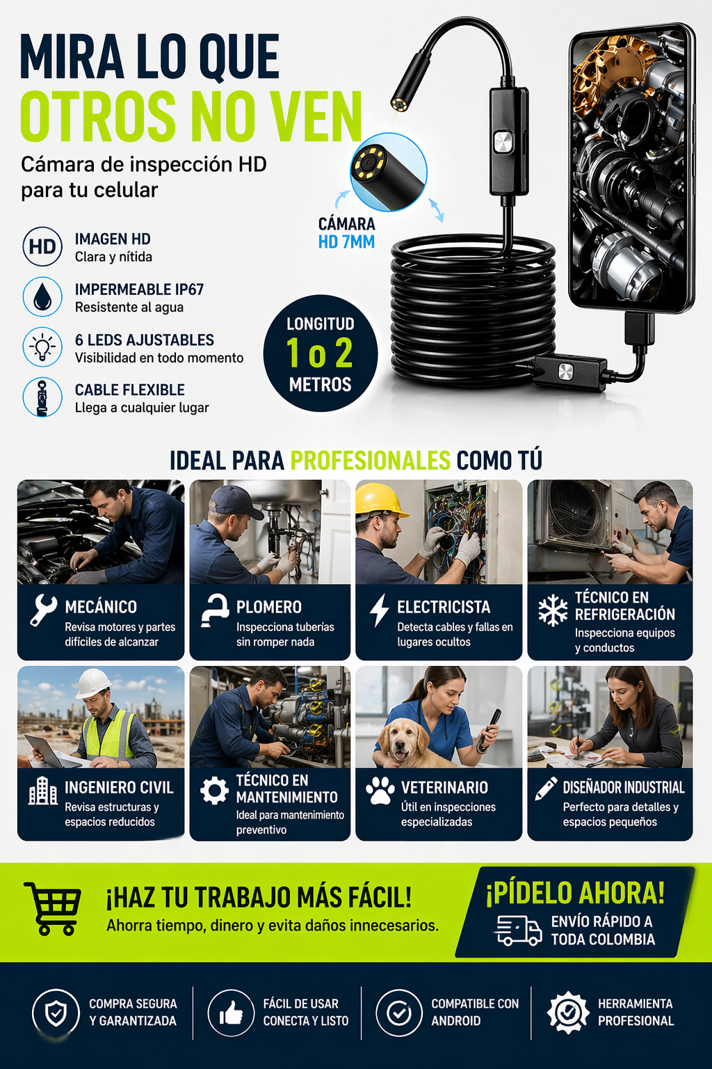 Cámara de Inspección para Celular – Acceso Total