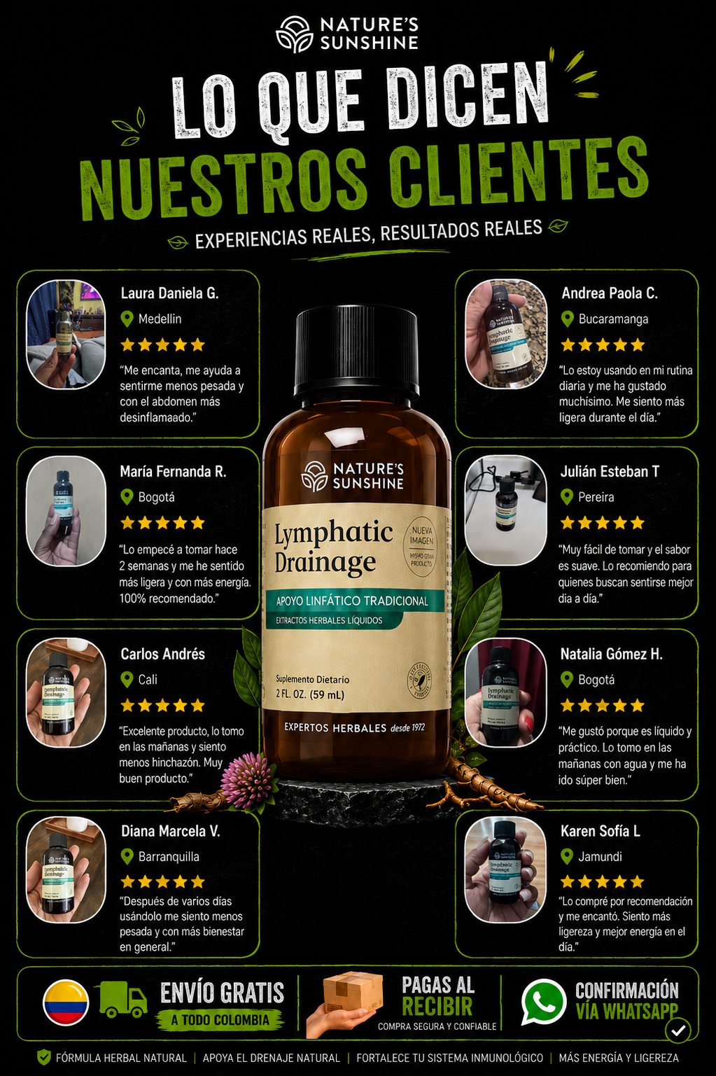 🌿 Nature’s Sunshine Drenaje Linfático Herbal Líquido