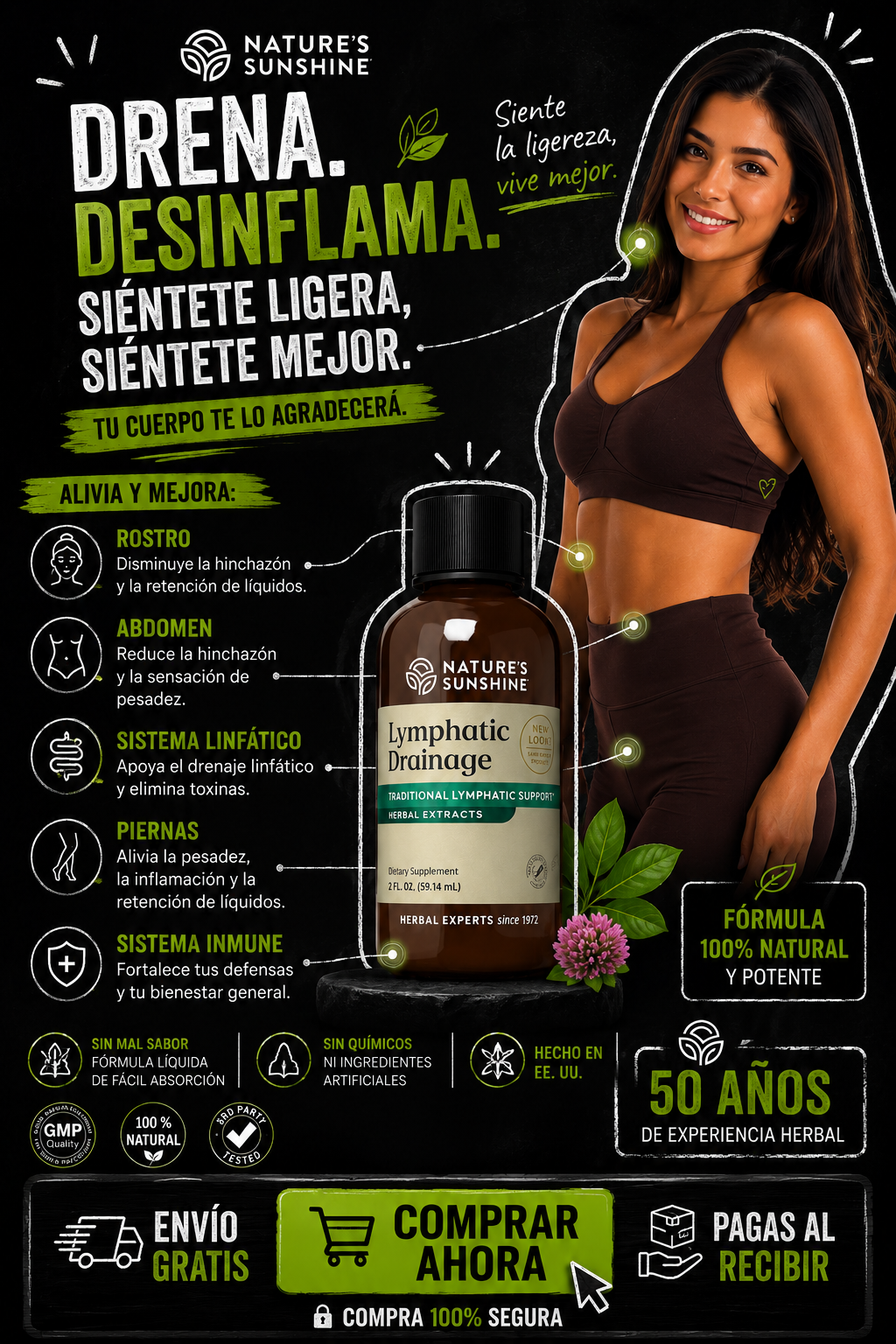 🌿 Nature’s Sunshine Drenaje Linfático Herbal Líquido